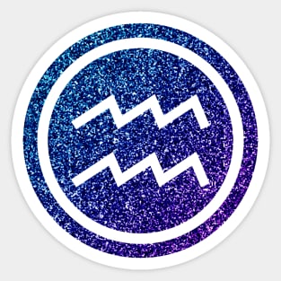 Blue Purple Glitter Zodiac - Aquarius Sticker